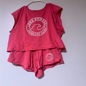 Lagaci Pink Logo Tank Top and Matching Shorts Set